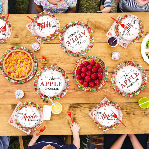 96 Pcs Fall Apple Baby Shower Party Plates and Napkins - Grencian