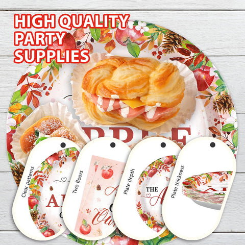 96 Pcs Fall Apple Baby Shower Party Plates and Napkins - Grencian