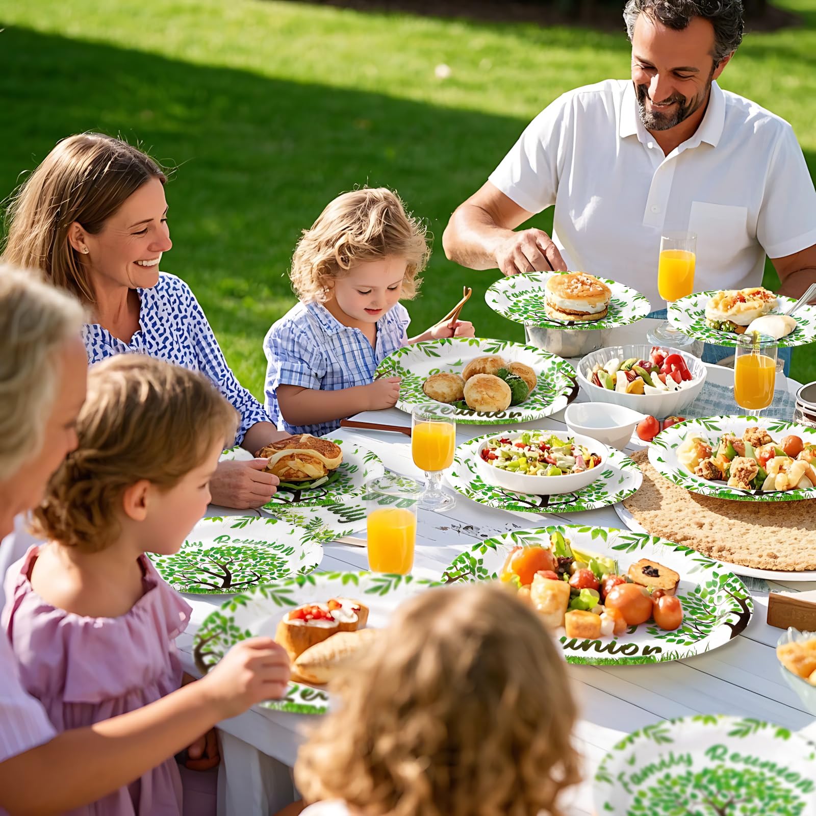 96 Pcs Family Reunion Party Plates and Napkins - Grencian