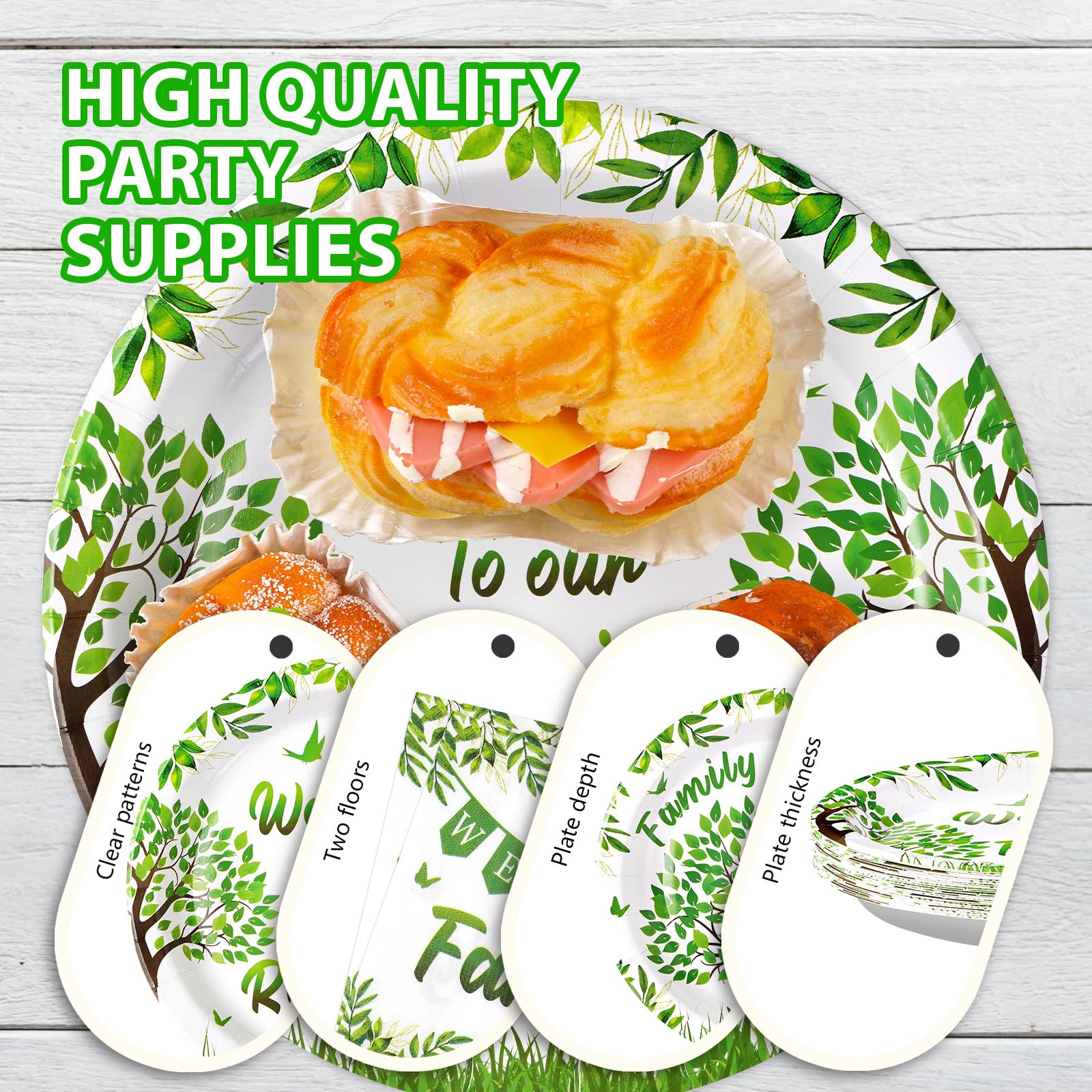 96 Pcs Family Reunion Party Plates and Napkins - Grencian