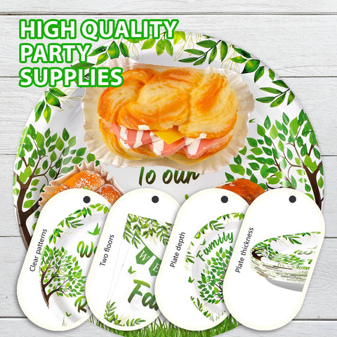 96 Pcs Family Reunion Party Plates and Napkins - Grencian