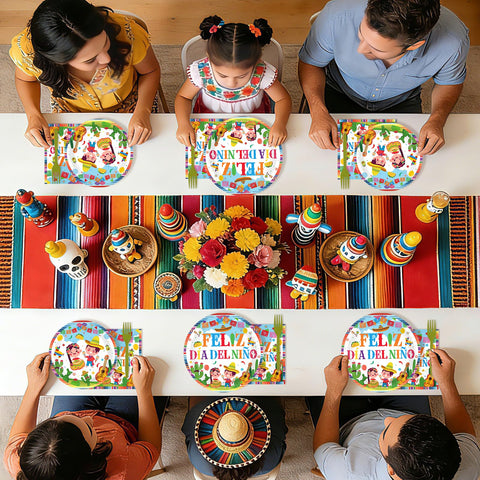 96 Pcs Feliz Dia Del Niño Party Plates and Napkins - Grencian