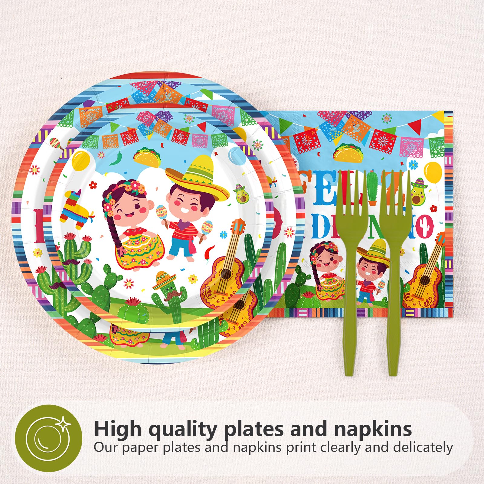 96 Pcs Feliz Dia Del Niño Party Plates and Napkins - Grencian