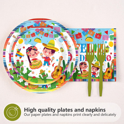 96 Pcs Feliz Dia Del Niño Party Plates and Napkins - Grencian