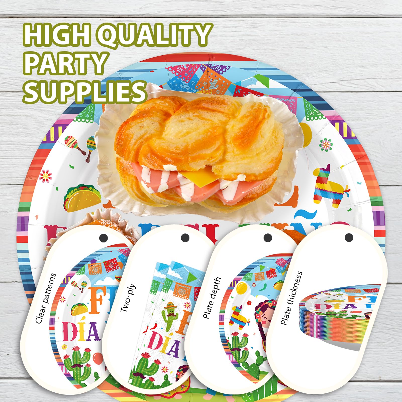 96 Pcs Feliz Dia Del Niño Party Plates and Napkins - Grencian