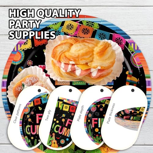 96 Pcs Fiesta Mexican Party Plates and Napkins - Grencian