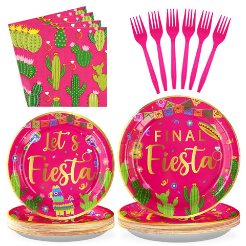 96 Pcs Final Fiesta Bachelorette Party Plates and Napkins - Grencian