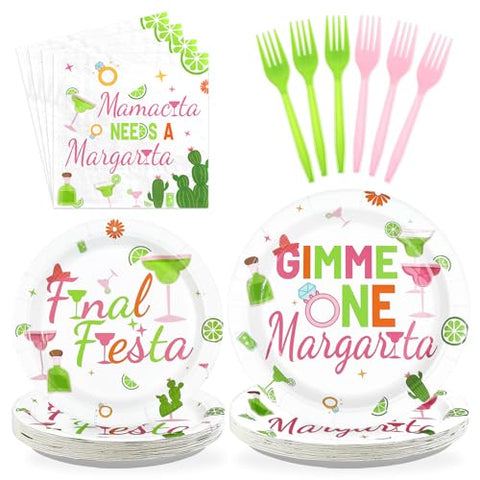 96 Pcs Final Fiesta Margarita Party Plates and Napkins - Grencian
