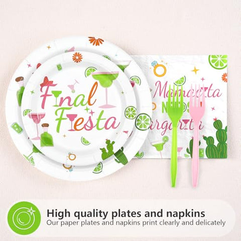 96 Pcs Final Fiesta Margarita Party Plates and Napkins - Grencian