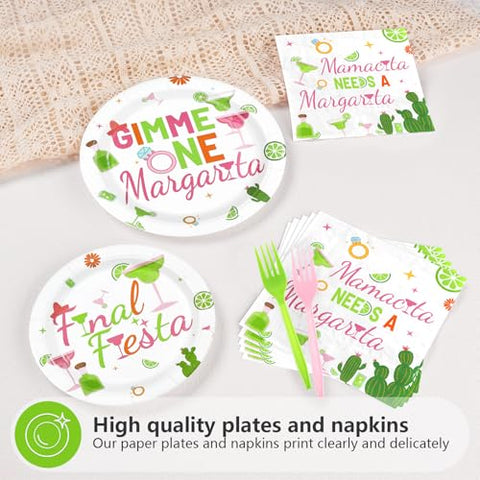 96 Pcs Final Fiesta Margarita Party Plates and Napkins - Grencian