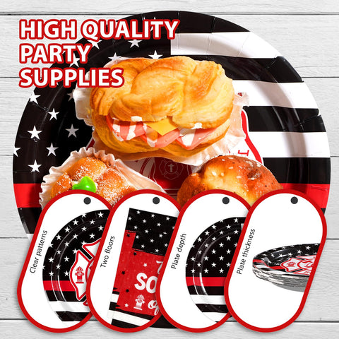 96 Pcs Firefighter Party Plates and Napkins - Grencian