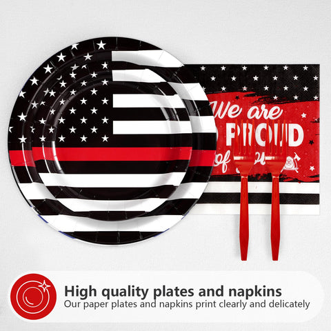 96 Pcs Firefighter Party Plates and Napkins - Grencian
