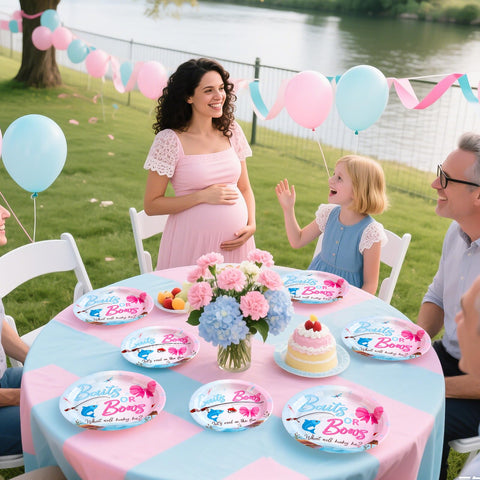 96 Pcs Fishing Gender Reveal Party Plates and Napkins - Grencian