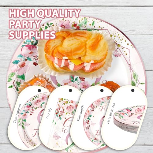 96 Pcs Floral 60th Birthday Party Plates and Napkins - Grencian