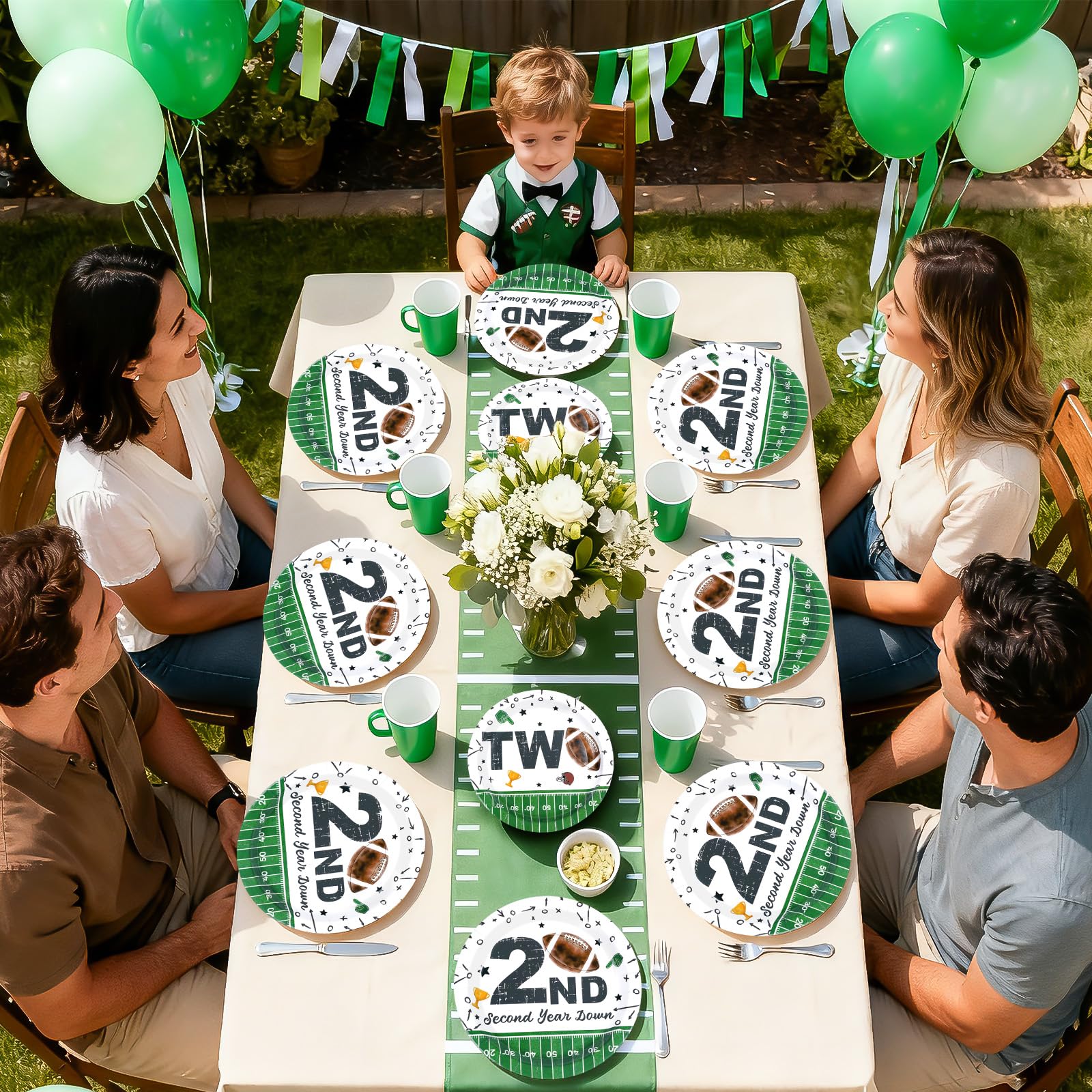 96 Pcs Football 2nd Birthday Party Plates and Napkins - Grencian
