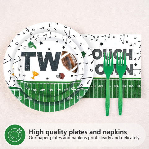 96 Pcs Football 2nd Birthday Party Plates and Napkins - Grencian