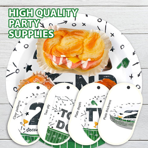 96 Pcs Football 2nd Birthday Party Plates and Napkins - Grencian