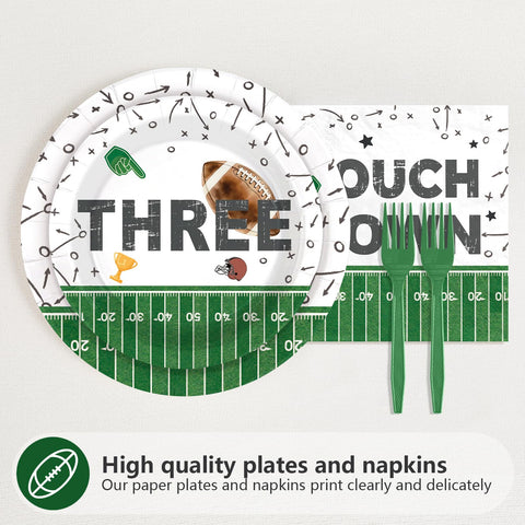 96 Pcs Football 3rd Birthday Party Plates and Napkins - Grencian