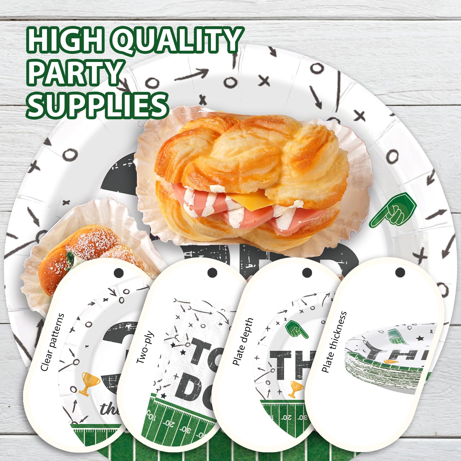 96 Pcs Football 3rd Birthday Party Plates and Napkins - Grencian