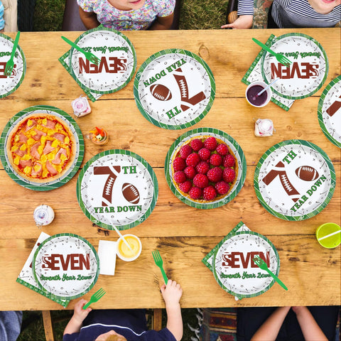 96 Pcs Football 7th Birthday Party Plates and Napkins - Grencian