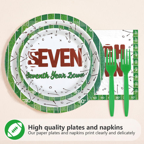 96 Pcs Football 7th Birthday Party Plates and Napkins - Grencian