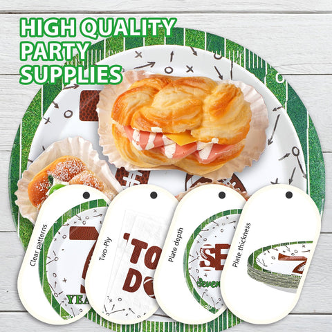 96 Pcs Football 7th Birthday Party Plates and Napkins - Grencian