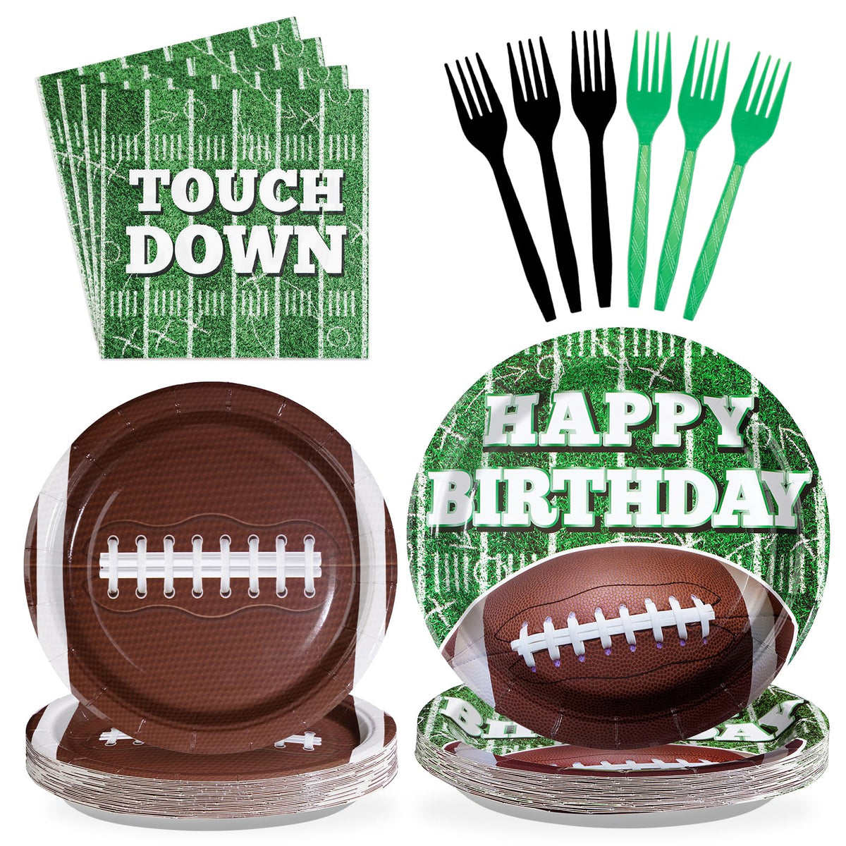 96 Pcs Football Birthday Party Supplies Tableware Set