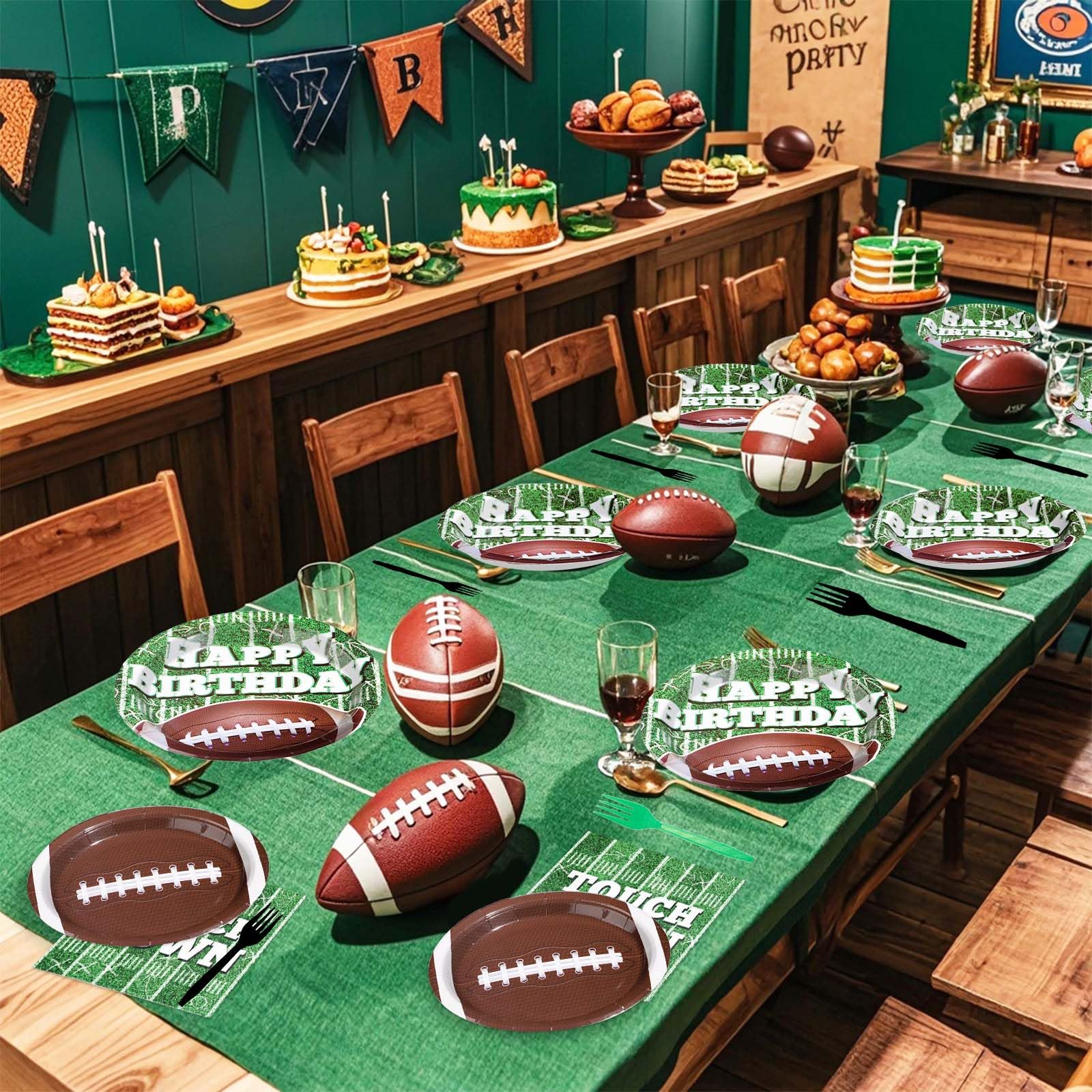 96 Pcs Football Birthday Party Supplies Tableware Set