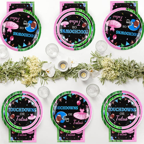 96 Pcs Football Gender Reveal Party Plates and Napkins - Grencian