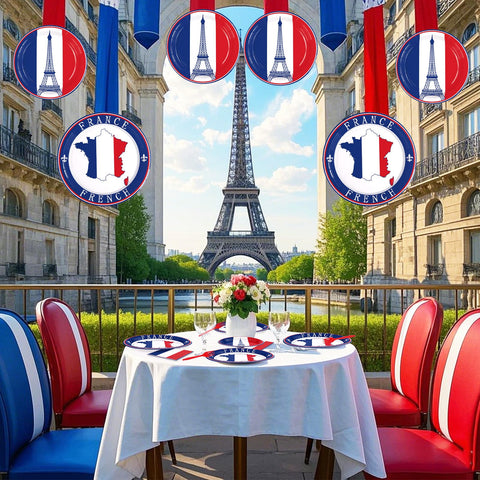 96 Pcs French Flag Party Plates and Napkins - Grencian