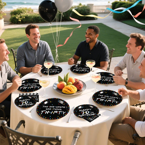 96 Pcs Friends Themed 30th Birthday Party Plates and Napkins - Grencian