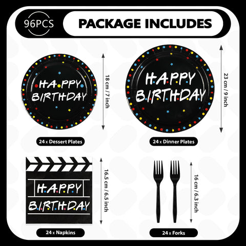 96 Pcs Friends Themed Birthday Party Plates and Napkins - Grencian