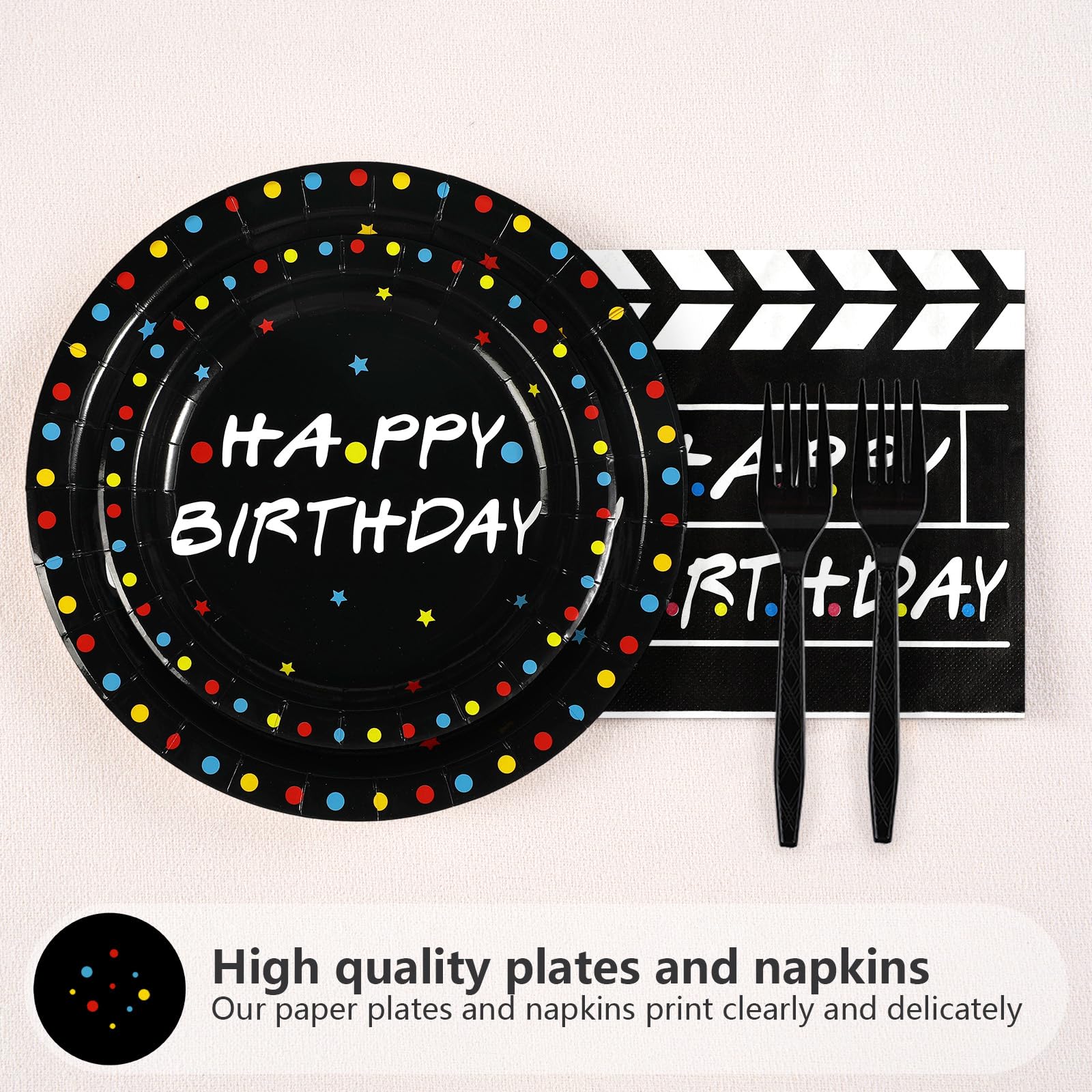 96 Pcs Friends Themed Birthday Party Plates and Napkins - Grencian