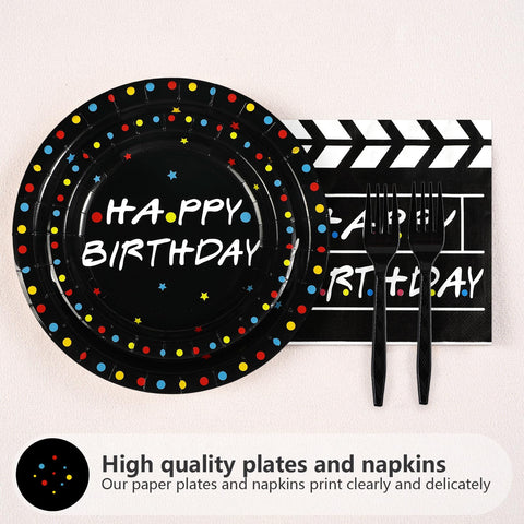 96 Pcs Friends Themed Birthday Party Plates and Napkins - Grencian