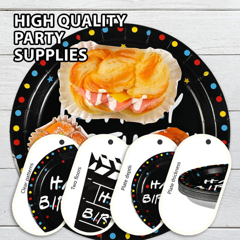 96 Pcs Friends Themed Birthday Party Plates and Napkins - Grencian