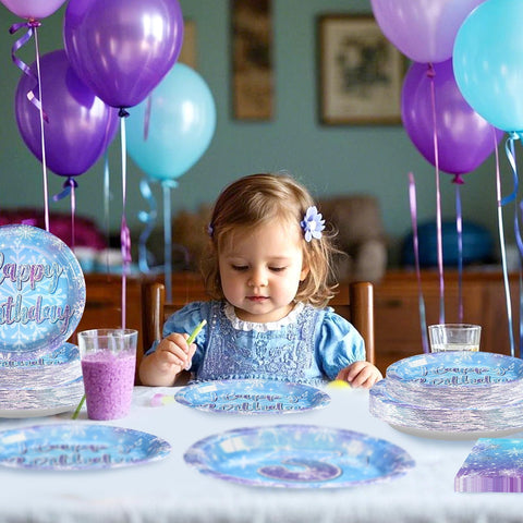 96 Pcs Frozen 3rd Birthday Party Plates and Napkins - Grencian
