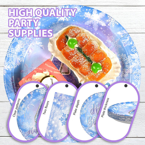 96 Pcs Frozen 4th Birthday Party Plates and Napkins - Grencian