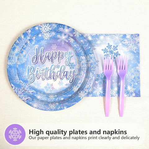 96 Pcs Frozen 5th Birthday Party Plates and Napkins - Grencian