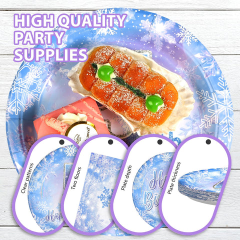 96 Pcs Frozen 5th Birthday Party Plates and Napkins - Grencian