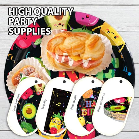 96 Pcs Fruit 1st Birthday Party Plates and Napkins - Grencian