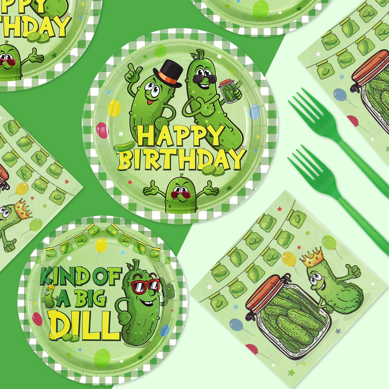 96 Pcs Funny Pickle Party Plates and Napkins - Grencian
