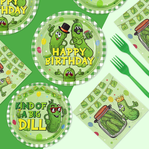96 Pcs Funny Pickle Party Plates and Napkins - Grencian