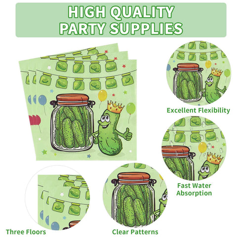 96 Pcs Funny Pickle Party Plates and Napkins - Grencian
