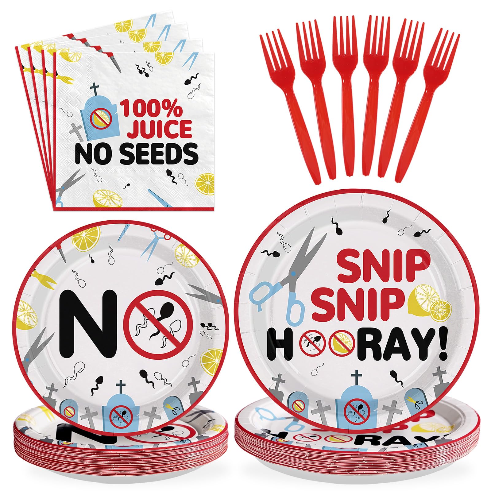 96 Pcs Funny Vasectomy Party Plates and Napkins - Grencian