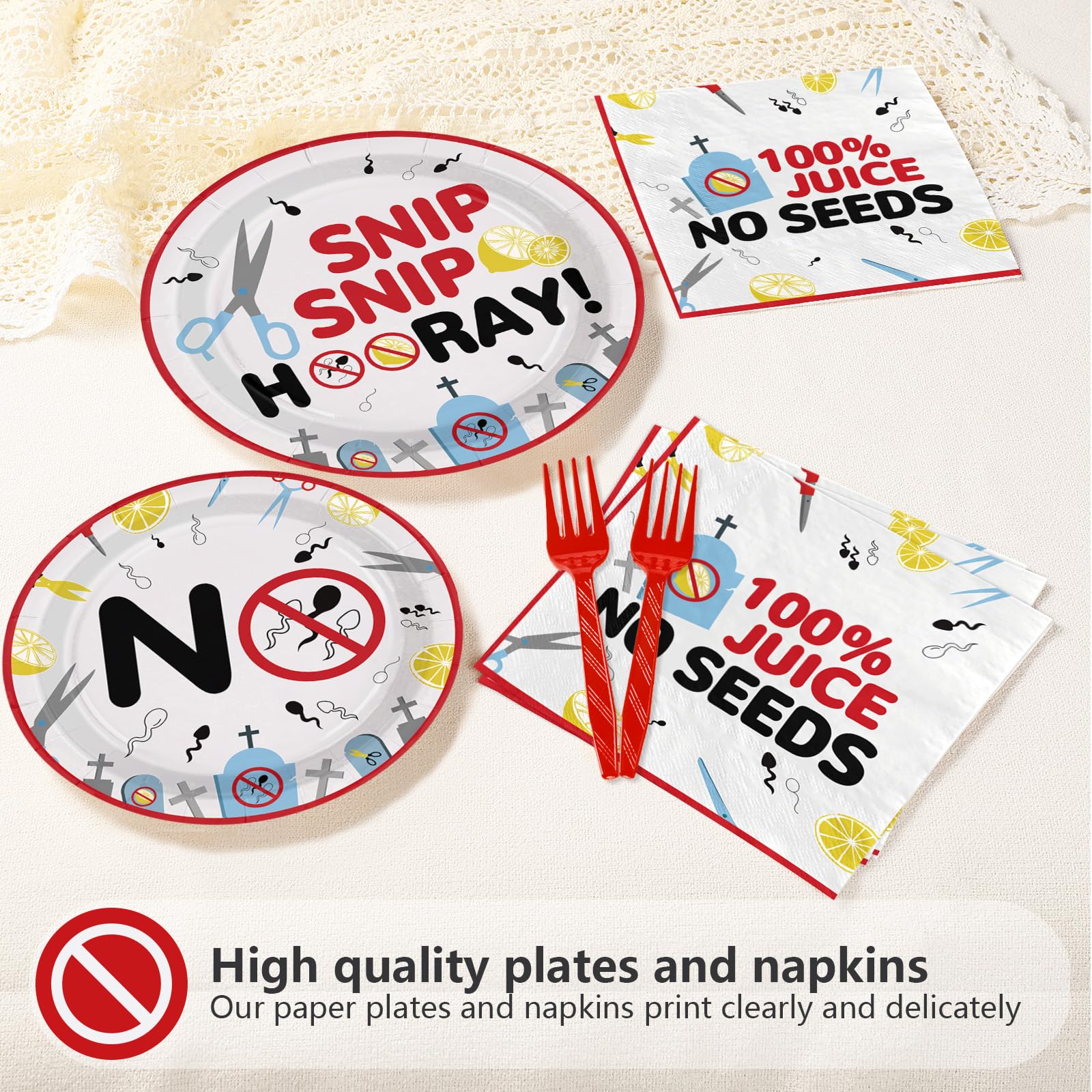 96 Pcs Funny Vasectomy Party Plates and Napkins - Grencian