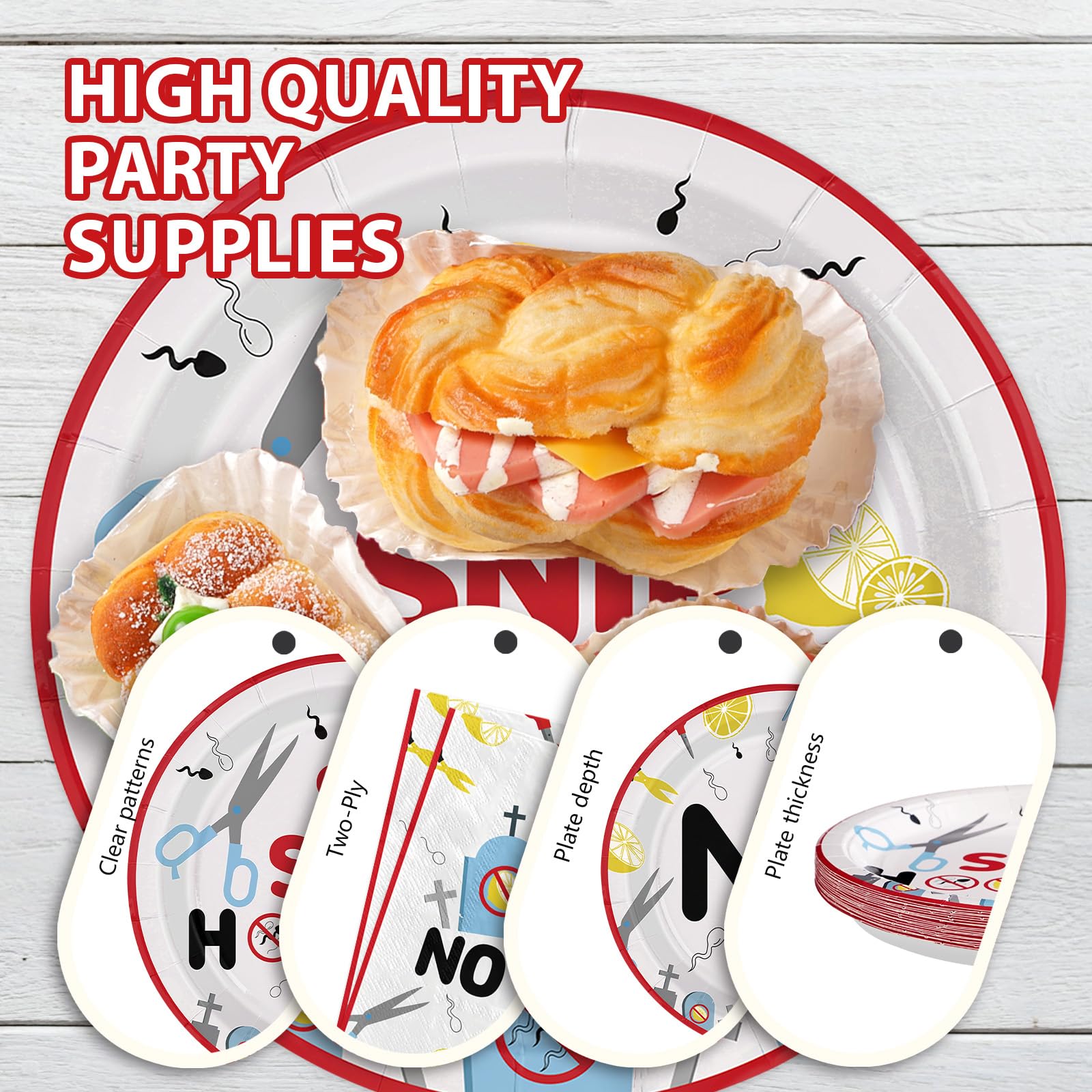 96 Pcs Funny Vasectomy Party Plates and Napkins - Grencian