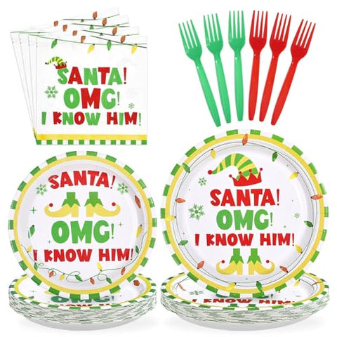96 Pcs Funny Xmas Movie Party Plates and Napkins - Grencian