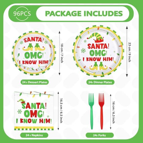 96 Pcs Funny Xmas Movie Party Plates and Napkins - Grencian