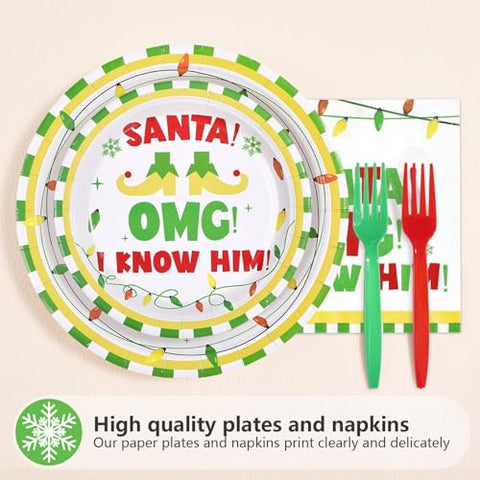 96 Pcs Funny Xmas Movie Party Plates and Napkins - Grencian