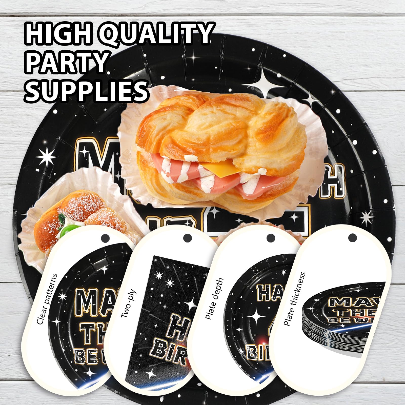 96 Pcs Galaxy 4th Birthday Party Plates and Napkins - Grencian